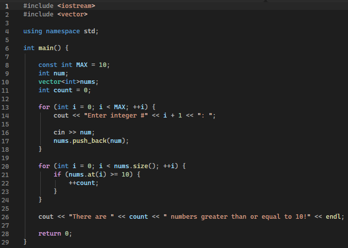 Example of C++.