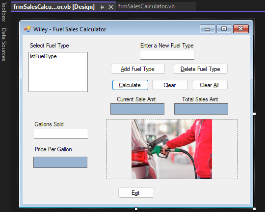 Example of visiual basic design.